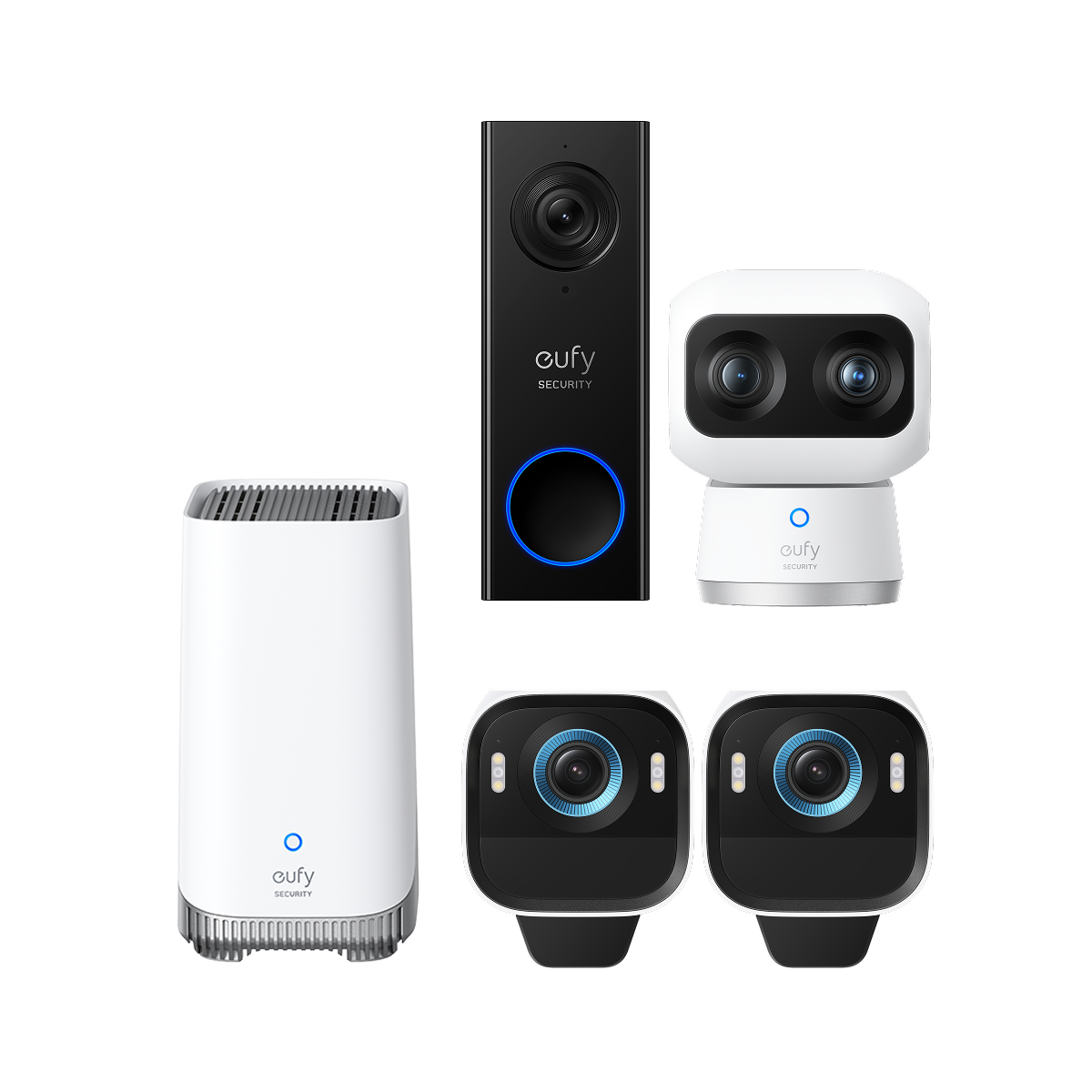 Kit da 2 telecamere eufyCam S3 Pro + Telecamera per interni S350 + eufy Security Videocitofono C30