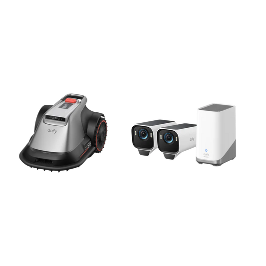 Robot tagliaerba eufy E18+Kit EufyCam S3 Pro con 2 Telecamere