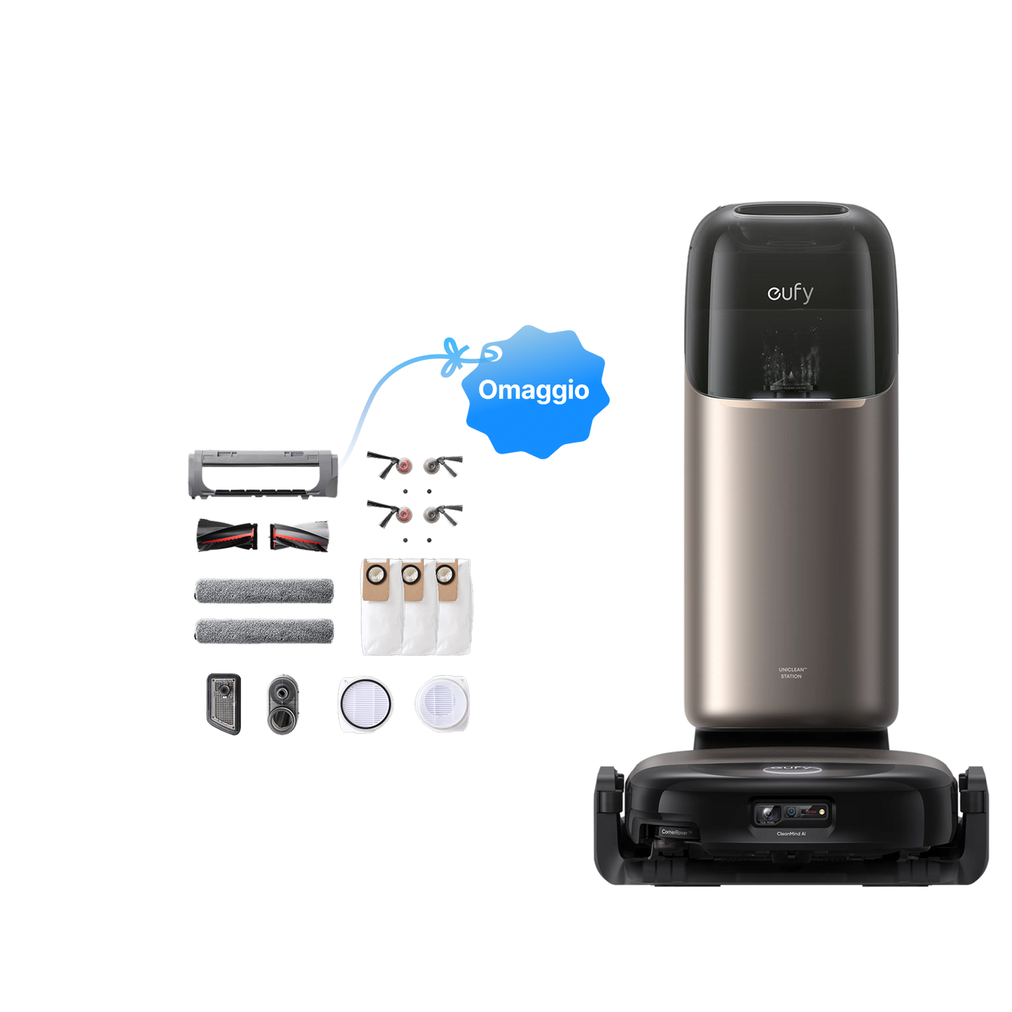 eufy HydroJet S2 robot aspirapolvere e lavipavimenti+eufy S2 Kit di accessori di ricambio